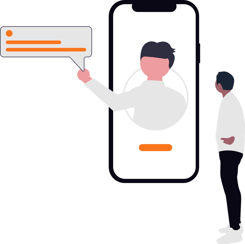 Illustration of a live support chat on a phone
